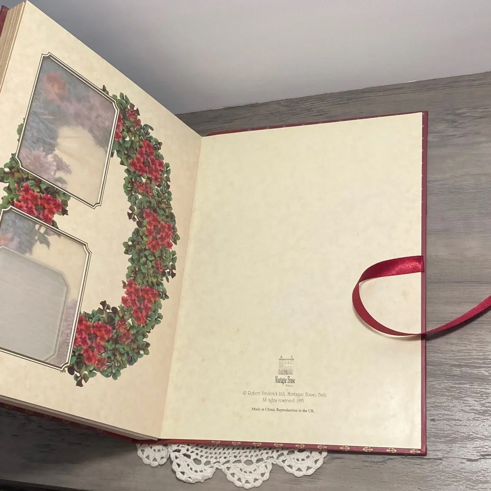 Vintage Victorian Photograph Album  Red Floral Cover